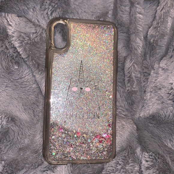 Host Pick! IPhone XS Waterfall Liquid Sparkling Quicksand Iโm A Caticorn Case ๐ฆ - Picture 3 of 5